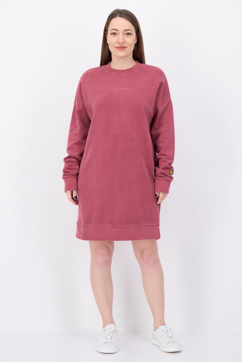 Lyle & Scott Women Embroidered Logo Sweater Dress, Old Rose - Image 3